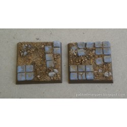 Set of ten 25mm square bases 'Ruined Tiled Floor'